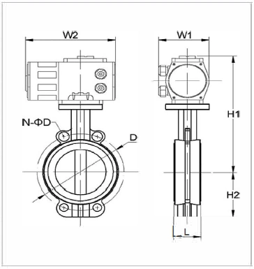 Soft Sealed Explosion Proof Electric Actuator Wafer Connection Klep Kupu-kupu 1