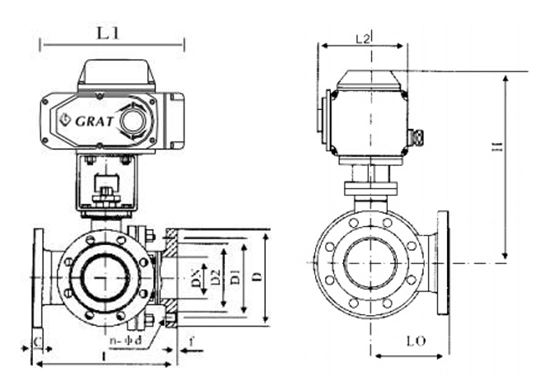 Listrik Aktuator Flange Stainless Steel 3 Way Motorized Ball Valve 1