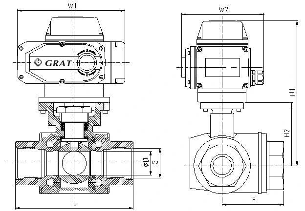 SS Thread Connection Electric Control Valve Industrial 3 Way Electric Ball Valve (Klep Kontrol Listrik 3 Cara Listrik) 1