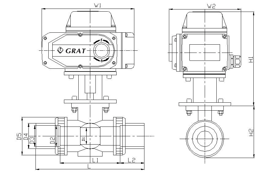 AC220V Suhu Normal Motorized PVC Ball Valve Actuator Pn16 IP67 1