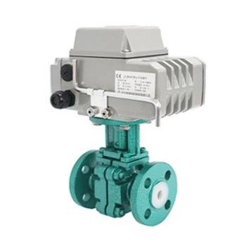 Anti korosif Fluorin Electric Ball Valve Wear Proof tahan suhu tinggi