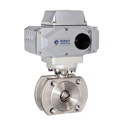 Stainless Steel AC220V Listrik Proporsional Control Valve PTFE Seal Flange Connection