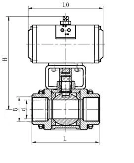 Stainless Steel Fixed Pneumatic Ball Valve DN15 - DN50 Sambungan Thread 0