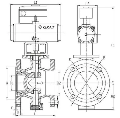 Metal Seal V Notch Pneumatic Ball Valve Baja tahan karat Tekanan tinggi 1