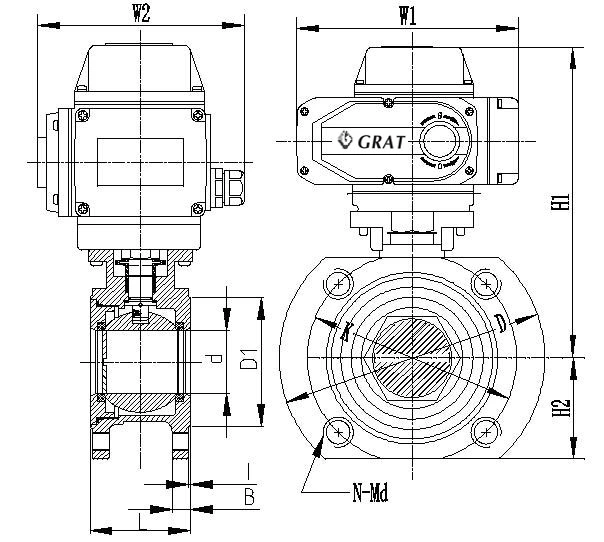 AC220V DN15-250 Koneksi Flange Aliran Kecil Katup Kontrol Listrik 1