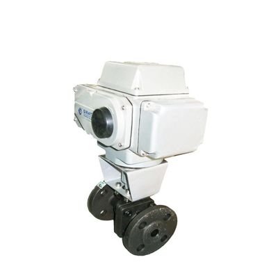 Dn100 Pn16 WCB Flange Electric Explosion Proof Actuator Baja tahan karat Exd II Bt4