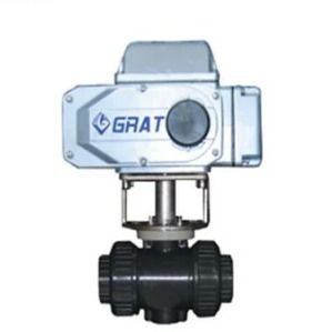 IP67 DN40 Motorized PVC Ball Valve Suhu Normal Dengan Aktuator Listrik