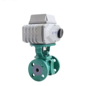 Karbon Steel Cast Iron Fluorine Electric Ball Valve Untuk Acid Alkali Liquid