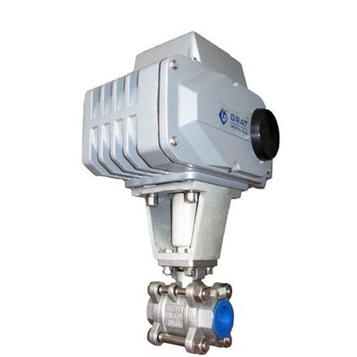DC24V 3PC baja tahan karat Thread Tipe Electric Actuator Control Ball Valve